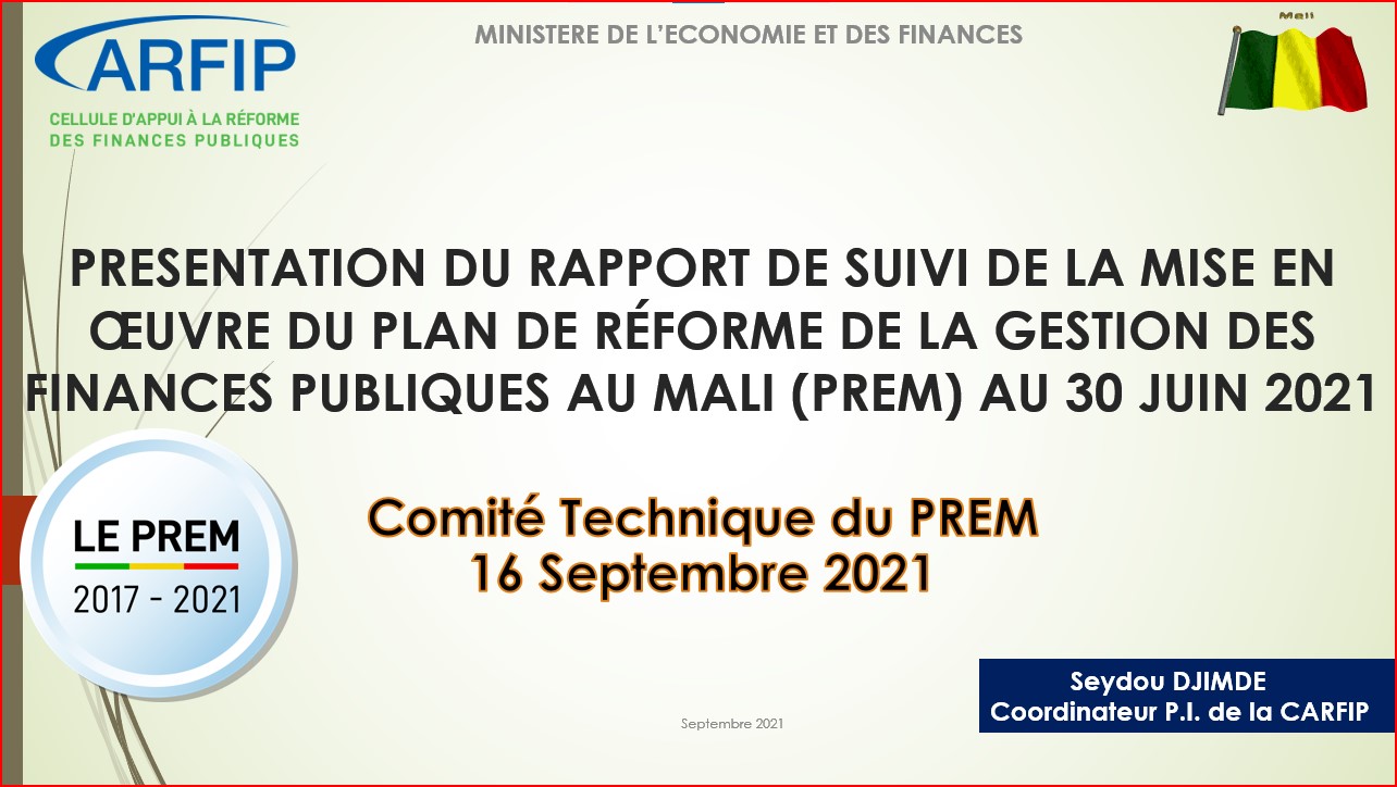 Tenue de la 2ème session de 2021 du Comité Technique sur le rapport de suivi de la mise en oeuvre du PREM 2017-2021 au titre du premier semestre 2021